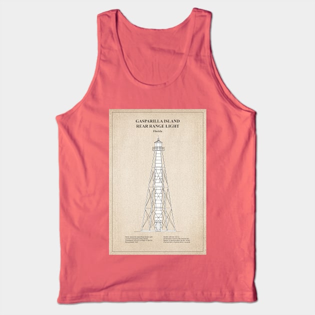 Gasparilla Island Rear Range Light - Boca Grande Lighthouse - Florida - SBD Tank Top by SPJE Illustration Photography